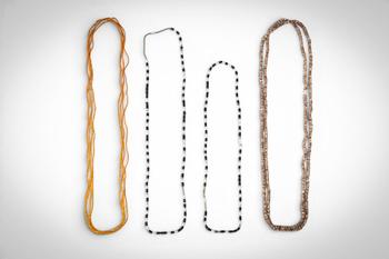 Ca. late 19th - early 20th century AD. >
A group comprising four necklaces of varying lengths, st