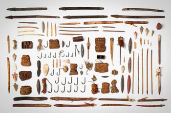 Ca. late 19th - early 20th century AD. >
A large and varied assemblage of traditional fishing imp