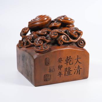 黃楊木靈芝鈕印章