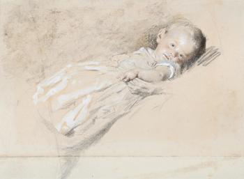 ATTRIBUTED TO WILLIAM HENRY HUNT (BRITISH 1790-1864), STUDY OF A RESTING INFANT