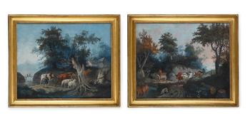 FOLLOWER OF PETER LE CAVE, RURAL LANDSCAPES WITH DROVERS