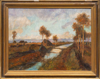 Otto Modersohn (Soest 1865 - Fischerhude 1943). Moor Canal in Autumn.