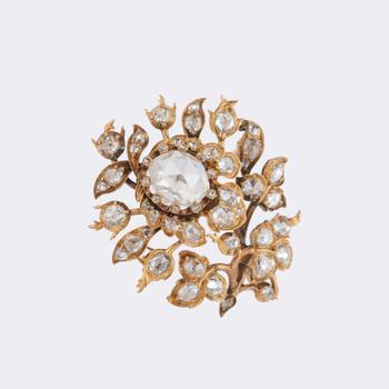Antique rose diamond flower brooch.