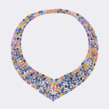 High-quality, color-intensive Haute Joaillerie Necklace with multi-coloured Sapphires.