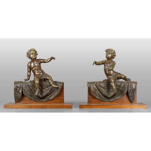 Aste Boetto SRLPutti, due sculture in posa in bronzo brunito