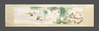 陸小曼 鴛鴦戲水圖 紙本鏡片