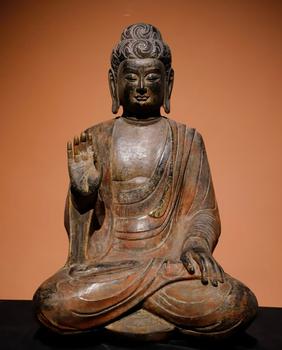 明以前 青石彩繪佛造像