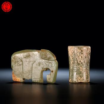明 弦紋勒子、玉象一組