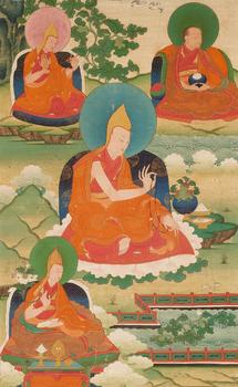 An important Tibetan thangka of Dulzin Lodr? Bepa. Distemper and gold on cotton. Late 18/first half 19th century