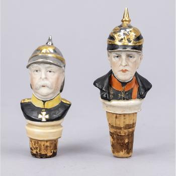 2 patriotic bottle stoppers, ca. 19