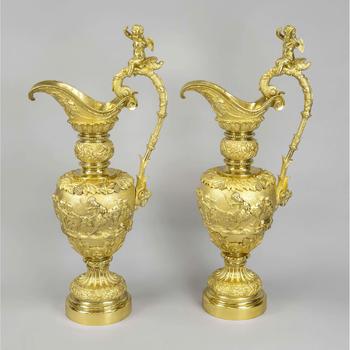 Pair of very large ceremonial jugs,