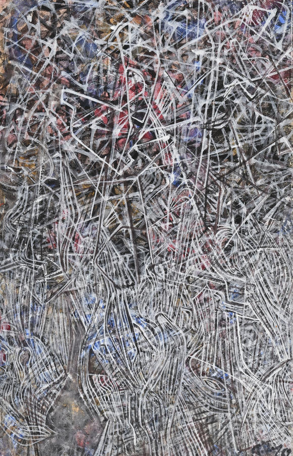 Piguet - H?tel des VentesMark Tobey (1890-1976),  Untitled , 1959, tempera sur papier, signée et datée, 21,5x13 cm
