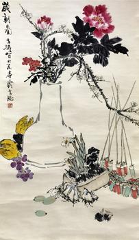 歲朝圖 137x67 紙本立軸
