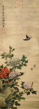 花鳥 114*42 絹本立軸