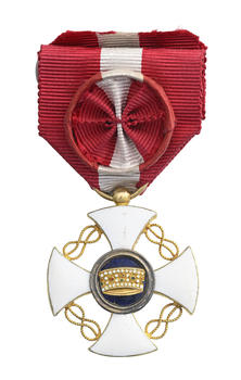 Royaume d'Italie, Ordre de la Couronne, fondé en 1868, croix d'Officier en or, vermeil et émail, XIXe s.