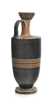 Lécythe en terre cuite à vernis noir, Attique, Ve s. av. J.-C., h. 15,5 cm