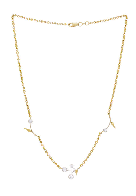 Piguet - H?tel des VentesCollier 2 ors 750 cha?ne à maille for?at alternant des motifs floraux serti de diamants taille brillant