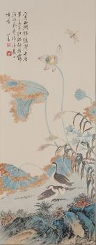溥儒紙本花鳥圖畫