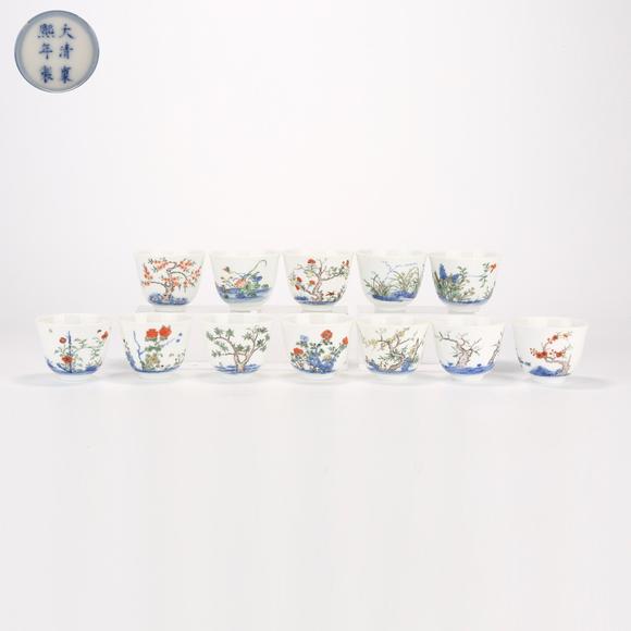 千美會(huì)|2026夏季拍賣第一次唐物セレクション五彩十二花神杯一組