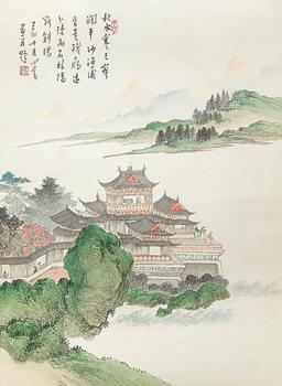 溥儒 山水樓閣