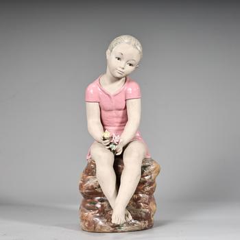 Zepher Liadro Porcelain Girl On Rack With Flower 1978 Retired DIASA