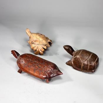 Sea Turtles Wooden Hand Carved Figurines