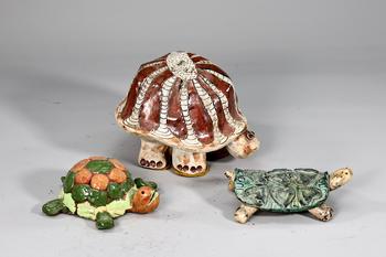 Collection Of Signed Studio Art Pottery Turtle Figurines