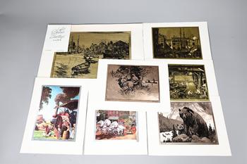 Collection Of Etch Prints By Paul Detlefren, R.tt Palenske, Lionel Barrymore