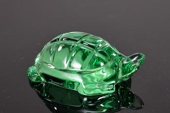 Baccarat France Crystal Green Turtle Tortoise Figurine