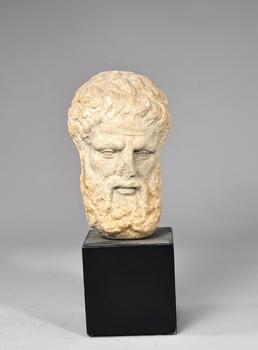 Ancient Greek Marbel Head Of Farnese Hercules Sculpture