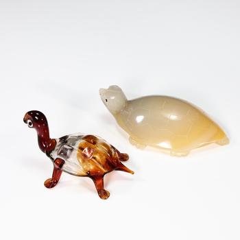 Hand Blown Glass Turtle Italy And Agate Turtle