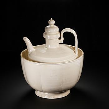 Pre-Ming Dynasty Ding Kiln White-Glazed Wine Warmer