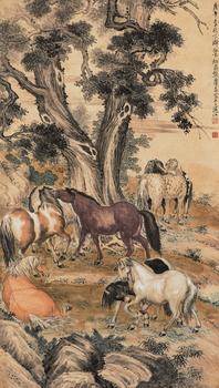 熊松泉(1884-1961)?古柏八駿圖