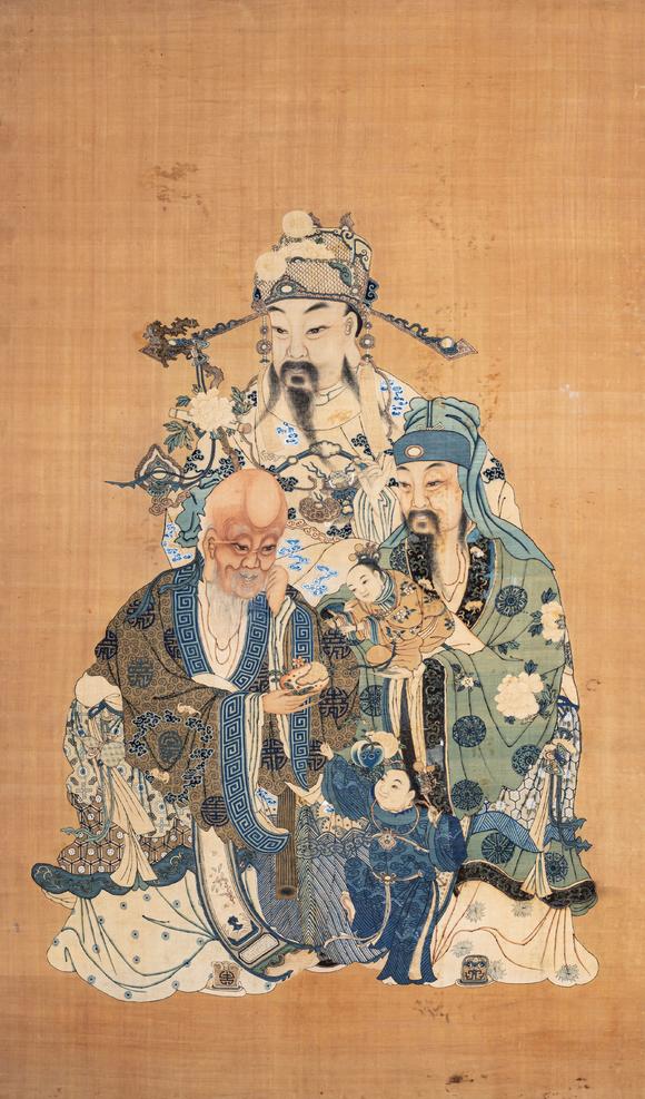 中鴻信|中鴻信2026春季拍賣會清乾隆 緙絲福祿壽三星像