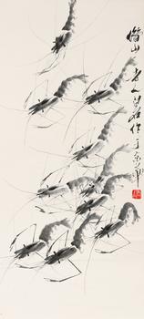齊白石  墨蝦圖