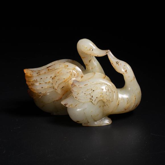 （和正堂株式會社）吉祥美術(shù)唐宋 白玉雙鶴擺件