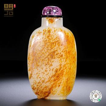清中期 白玉留皮巧雕鼻煙壺