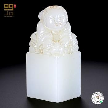 清中期 白玉圓雕劉海戲金蟾鈕印章