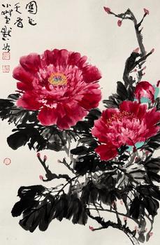 金默如（1938-2019）　國(guó)色天香　紙本鏡心