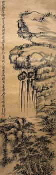 吳昌碩（1844-1927）　山水　綾本立軸