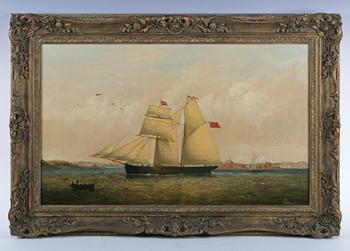Philip John Ouless (Channel Islander 1817-1885) - Sailing ship off t