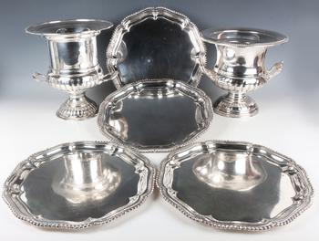 A 20th century plated campana urn shaped two-handled wine cooler and