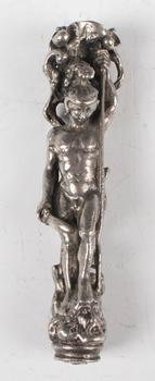 A 19th century Continental silver plated desk seal handle, cast in t