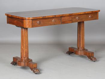 An early Victorian rosewood centre table, fitted with two frieze dra