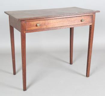 A George III mahogany side table with an ebony inlaid border and sin