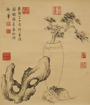 愛新覺羅·弘歷 博古圖 紙本掛軸