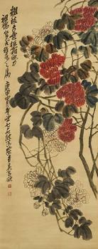 吳昌碩 花卉圖 紙本掛軸