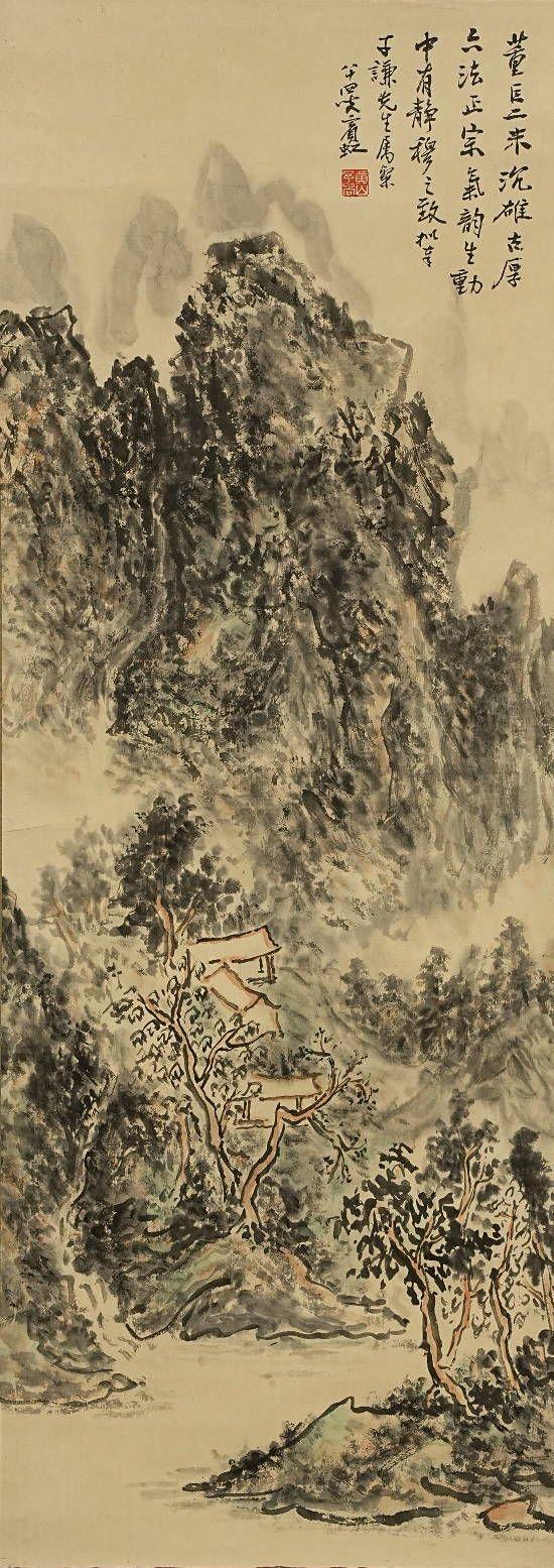 京都祇園會拍賣|京都祇園會2026年6月年中拍賣會黃賓虹 山水圖 紙本掛軸 日本桐箱附