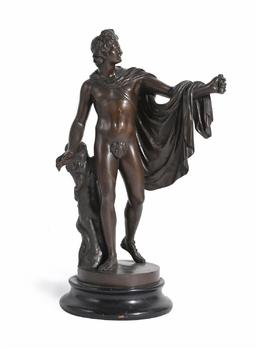 AFTER THE ANTIQUE, A FRENCH BRONZE FIGURE OF THE APOLLO BELVEDERE, LATE 19TH OR EARLY 20TH CENTURY