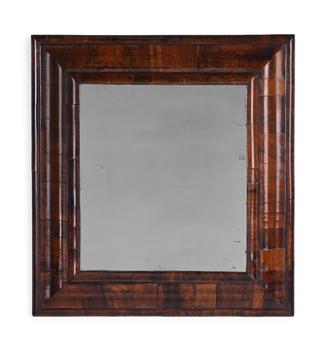 A WILLIAM & MARY WALNUT CUSHION MIRROR, CIRCA 1690